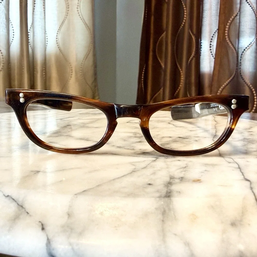 NEW! 50s VTG Templeflex MCM Cat Eye Women Eyeglass Frames Eye Glasses Brown